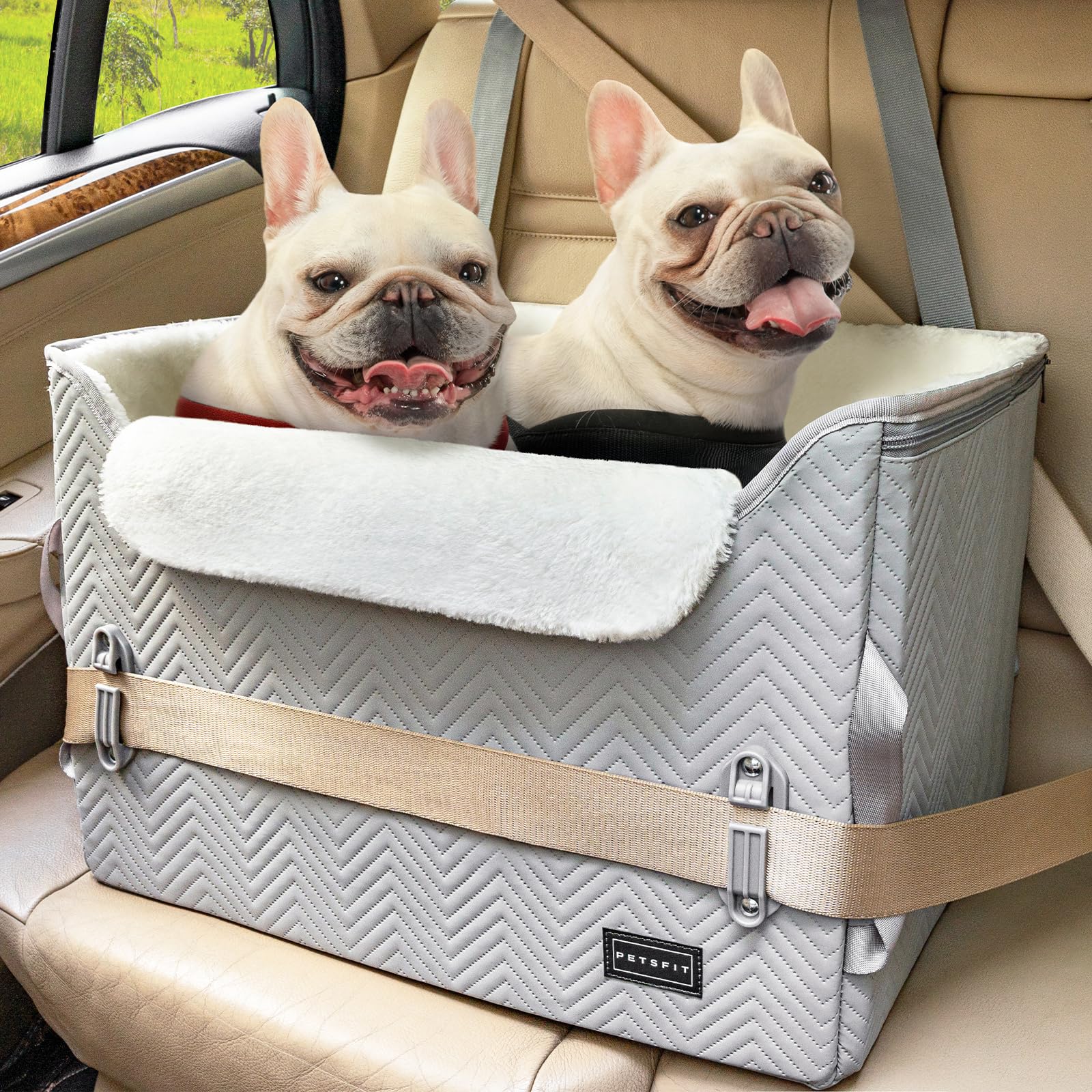 樂天商城 - Petsfit 犬 ドライブボックス 中型犬 2重の安定設計 【座り台の高さが調節できるタイプ】ドライブシート 小型犬 車用ベッド カーシート 安定 コンパクト 飛び出し防止 折り畳み可能 しっかり 省スペース 型崩れ防止 助手席 後部座席 黒色