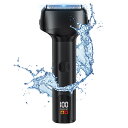 メンズシェーバー 髭剃り 電気シェーバー 電動シェーバー 往復式 ひげそり 深剃り 電気カミソリ 2枚替刃付き 乾湿両用 お風呂剃り可 IPX6防水 USB充電式 LEDディスプレイ トリマー付き 父の日 男性への誕生日プレゼント 日本語説明書付き ブラッ