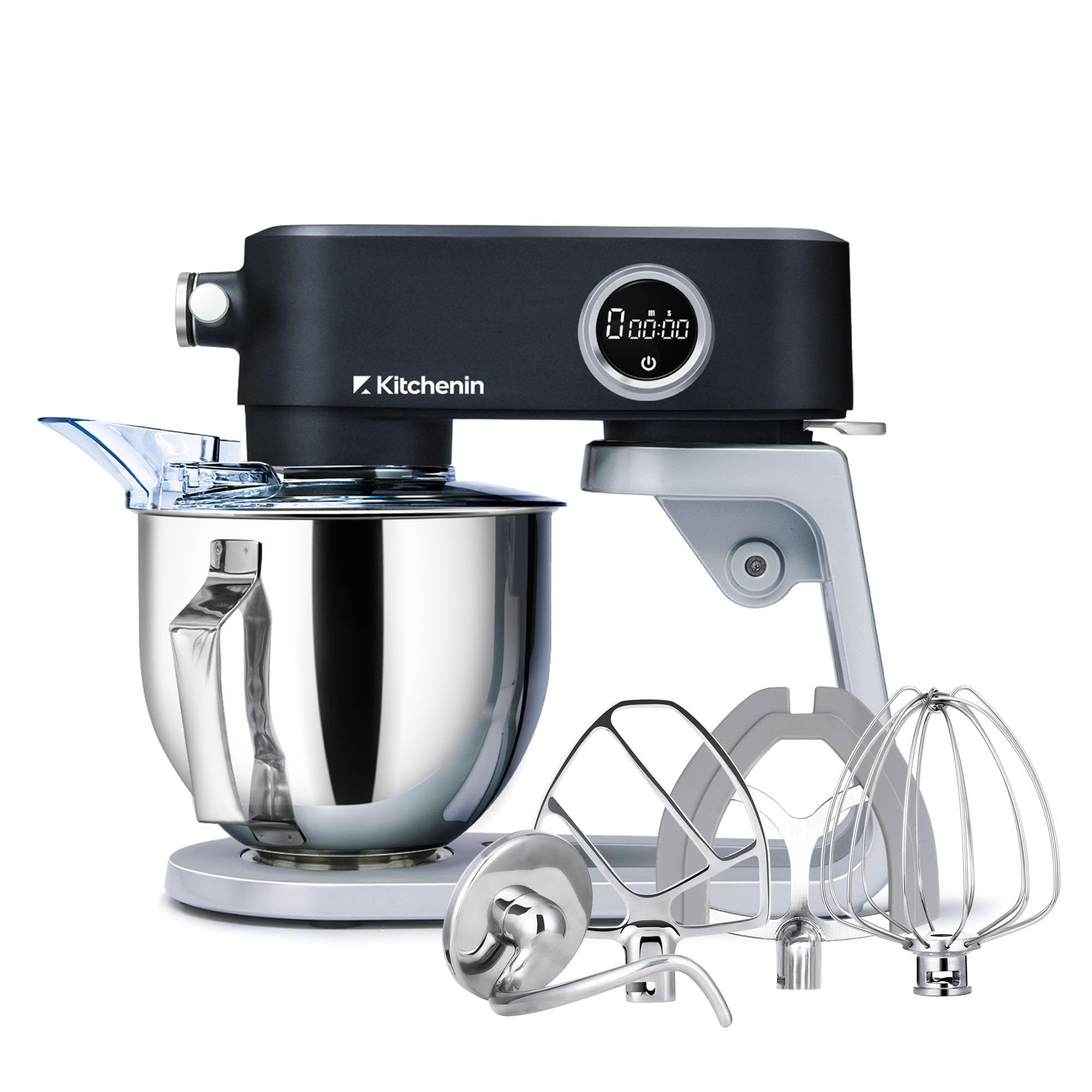 樂天商城 - 【2025年版アップグレード】Kitchenin スタンドミキサー ステンレス製アタッチメント 4点セット 多機能アタッチメント対応 タイマー機能付き パワフル 静音 8段階変速 卓上ミキサー 5L大容量 お手入れ簡単 ミキサー 業務用 家庭用 卓上型 ブ