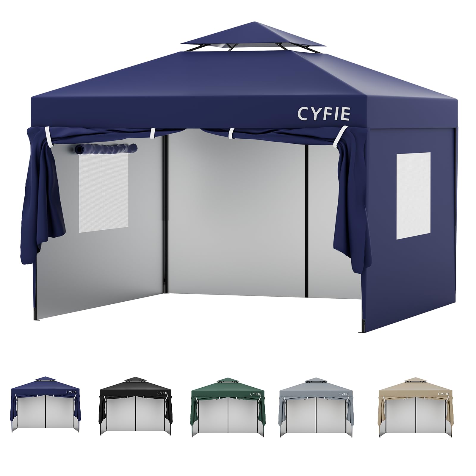 樂天商城 - CYFIE タープテント ワンタッチ 3mx3m サイドシート 1枚付き ワンタッチ UVカット 耐水 スチール製 キャンプ ワンタッチテント 遮光 アウトドア用 遮熱 組み立て簡単 イベントテント 運動会 業務用 (ブルー, 3mx3m サイドシート4枚