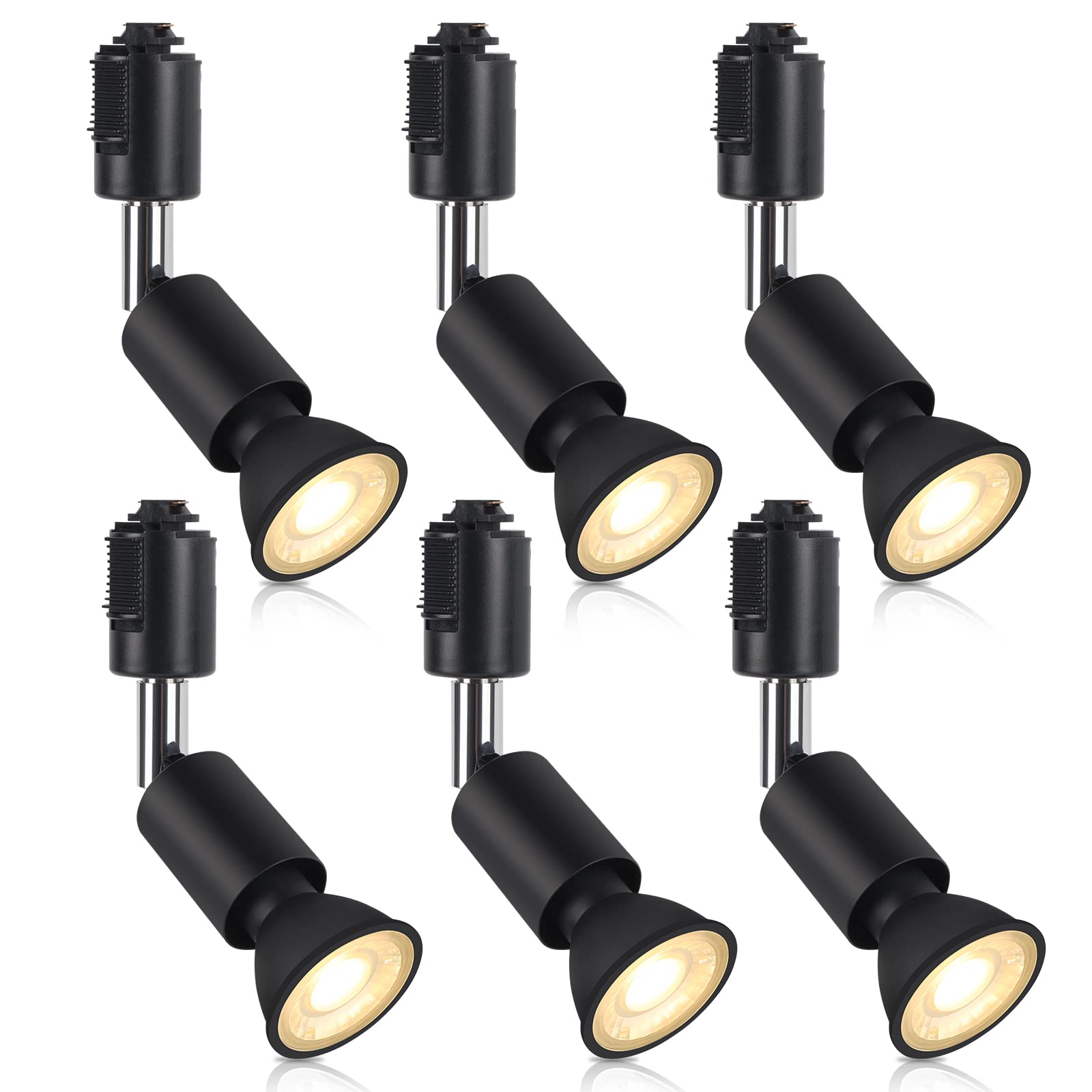 樂天商城 - xydled ダクトレール用スポットライト E11 LED電球付き 50W ライティングバー用器具セット ライティングレール 天井照明 6個セット (電球色, ブラック)