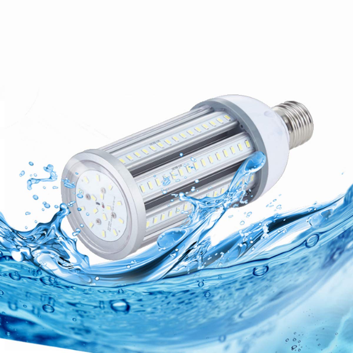 ・商品サイズ：E26口金(E39口金付属)　寸法φ93*246mm　IP65防水防塵で屋内外兼用。照射角：360°全方位発光。・定格電圧：AC85-265V調光非対応　消費電力：45W　明るさ5700lm、色温度：6000K昼光色相当。・品質：PC+アルミニウム合金で、放熱効果が優れています。既存の水銀灯や白熱電球300・350W相当。・応用場所：駐車場、工場倉庫、街灯、街路灯、庭園灯、玄関、広場など所に向き『密閉器具対応』。・保証期間：寿命＞30000時間.PSE認証済でご購入日より2年間の保証期間をご提供いたします。