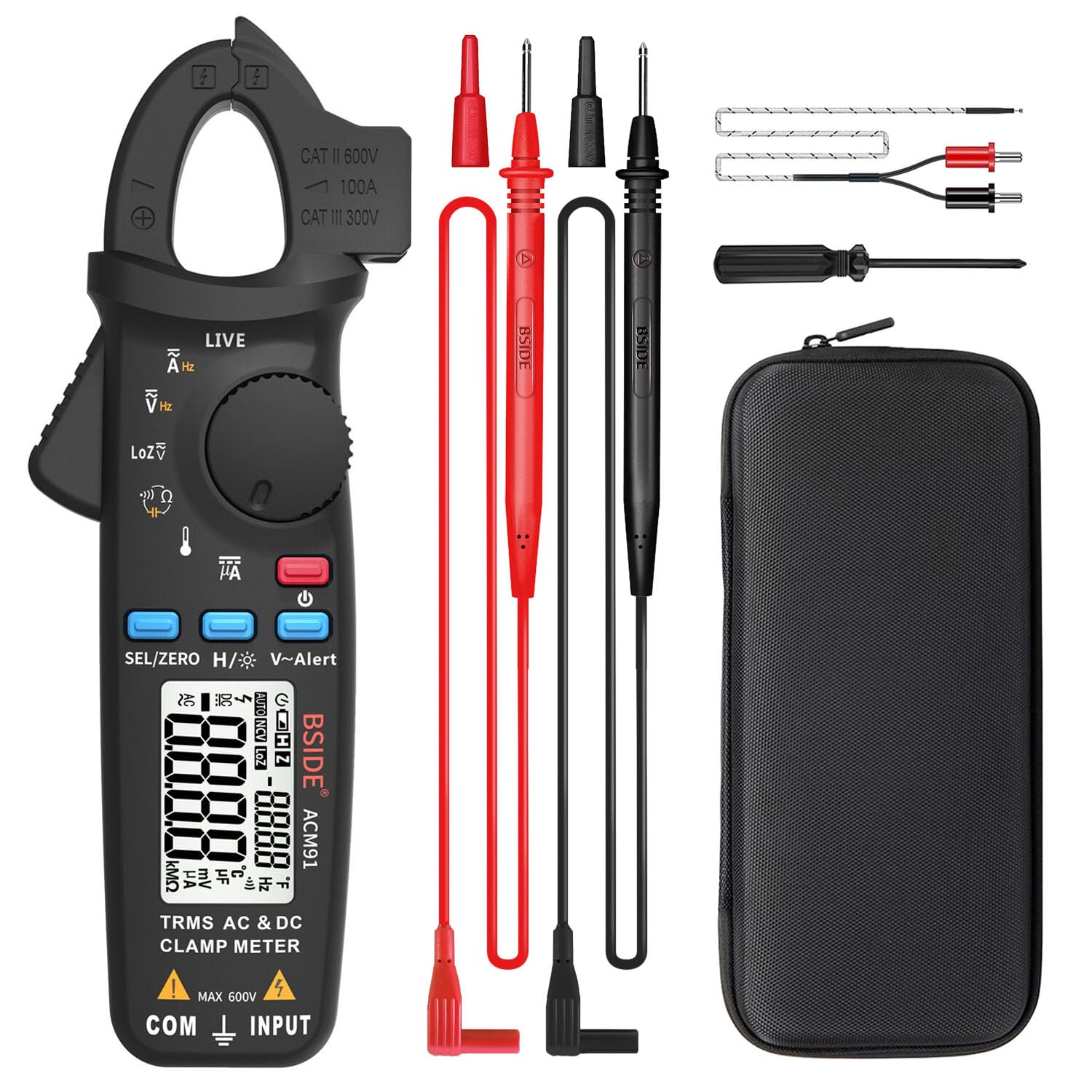 BSIDE 直流電流クランプメーター1mAの解像度真の実効値自動レンジング6000カウントテスター電圧電流抵..