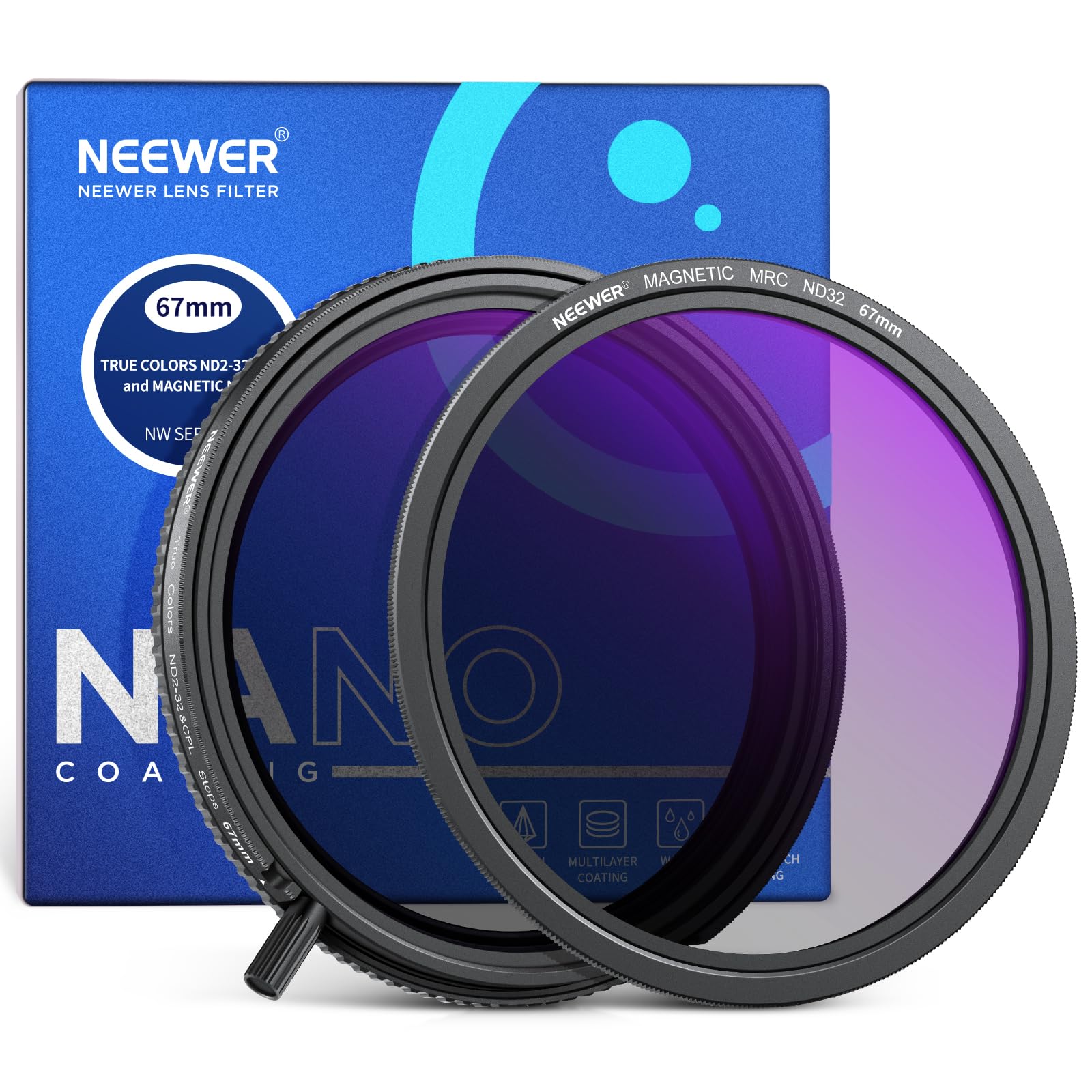 NEEWER 67mm ȥ롼顼ѥե륿 2in1 ND2-32&CPLե륿+ND32ե륿 ե륿 Ĵ...