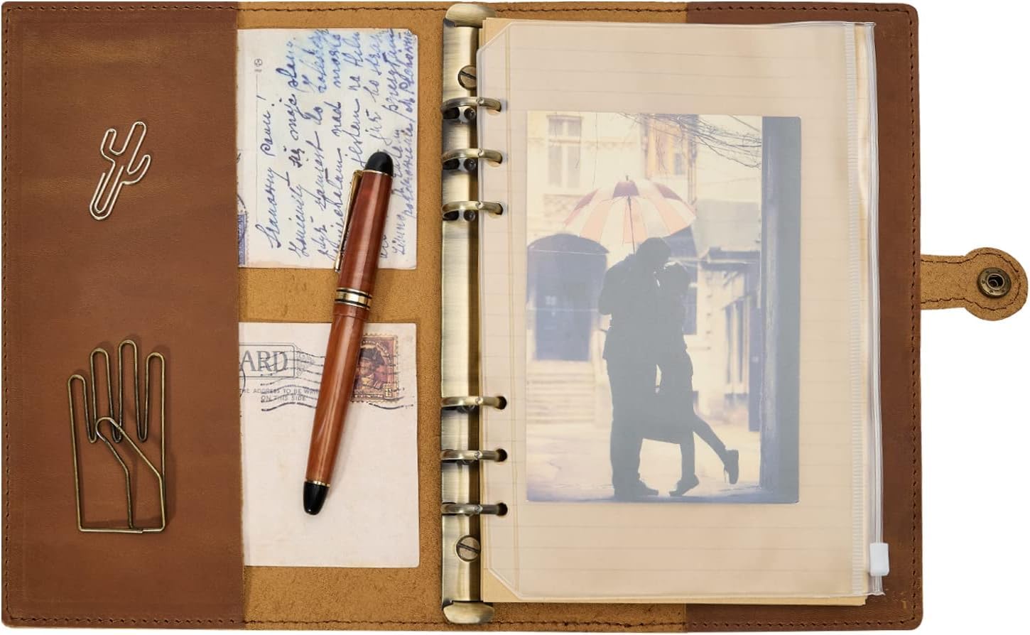 ROTERDON システム手帳 本革 ノートA5 サイズ スタンダード カバー レザー 手縫い 手作り オリジナル 3..