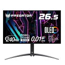 日本エイサー Acer Predator ゲーミングモニター 26.5インチ OLED 240Hz 0.01ms/0.03ms HDMI2.0 Type-C ピボット 高さ調整 ヘッドホン端子 スピーカー AMD FreeSync Premium HDR1