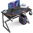 ゲーミングデスク パソコンデスク PCデスク ゲームデスク 学習デスク 幅110cm 奥行60cm 耐荷重80kg ダブル三角形脚 カップホルダーとヘッドフォンフック付き 配線孔2つ付き ゲーマーに向け モニターアーム対応 ワークデスク オフィスデスク ア