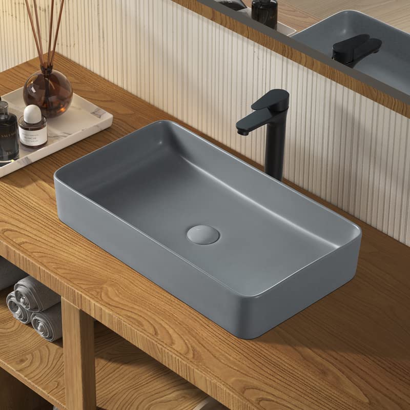 LUYI グレー 洗面ボウル 手洗いボウル 洗面台 610x345x110