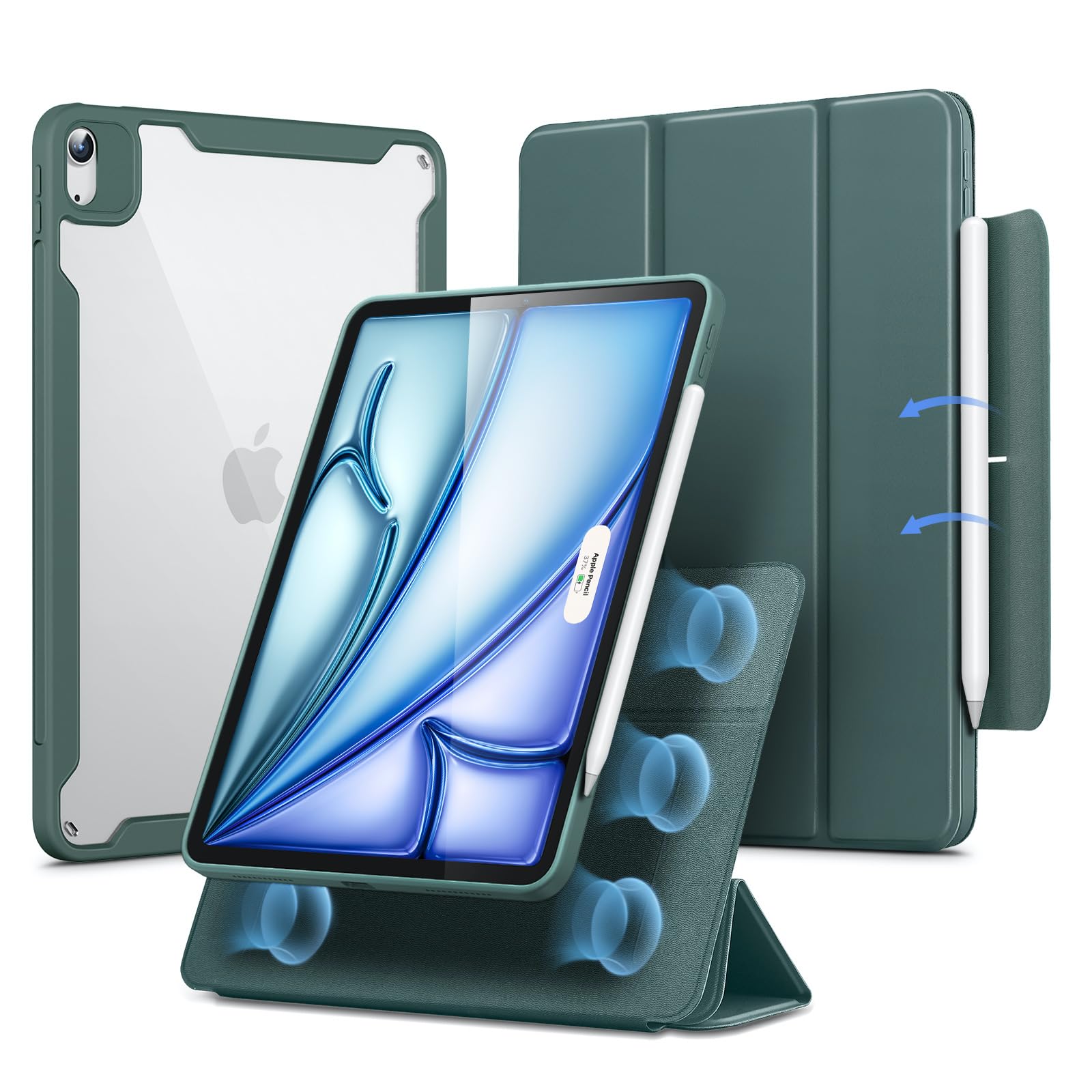 樂天商城 - ESR iPad Air 11インチ ケース (M3/M2、2025/2024) iPad Air 第5/4世代 ケース(2022/2020)専用 Pencilホルダー付き 取り外し可能マグネットカバー 縦置き/横置きスタンド Pencil Pro/USB