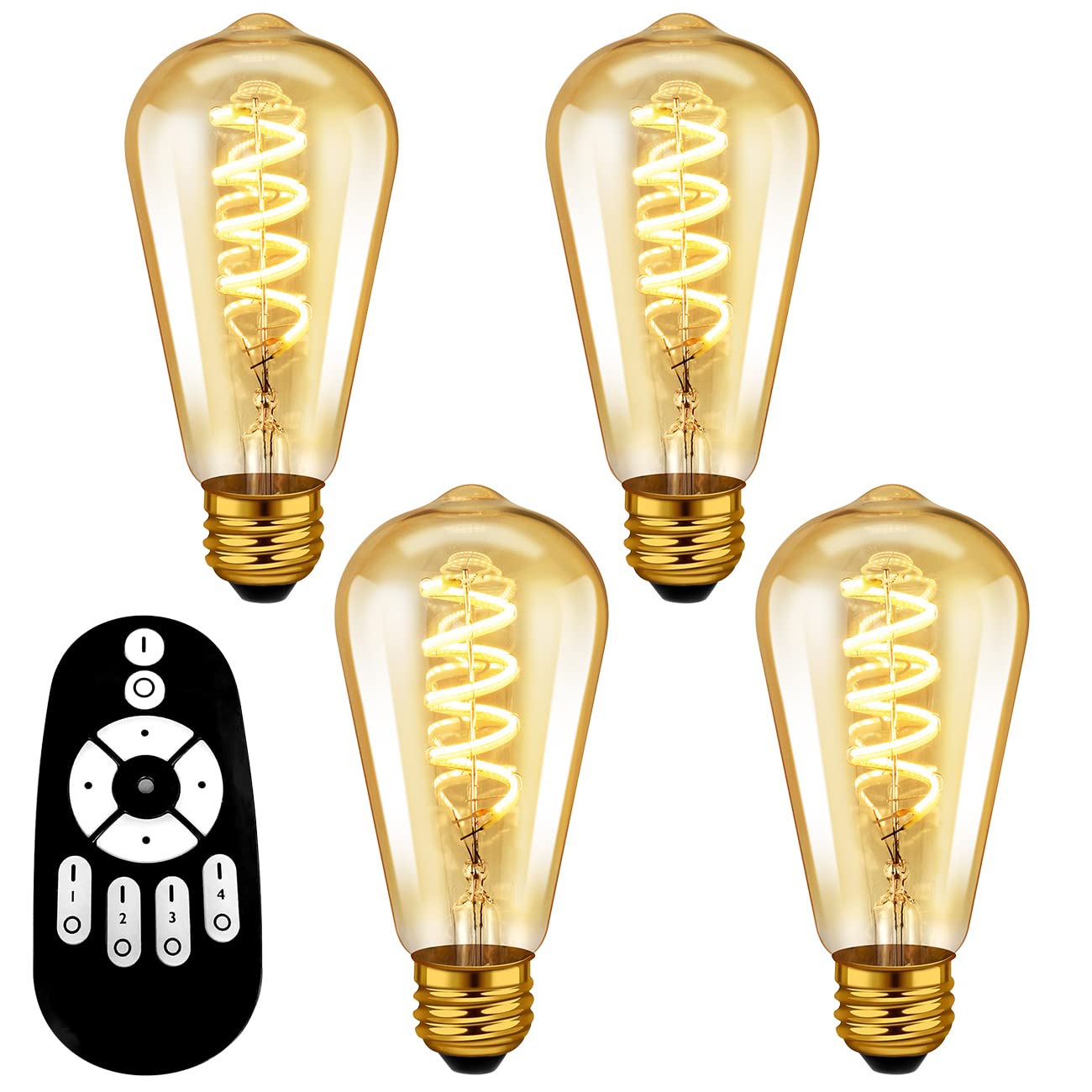 樂天商城 - ANWIO LED電球 4個セット エジソンランプ E26口金 300LM 4.5W（20W形相当） リモコン付き フィラメント電球 遠隔操作 装飾電球 雰囲気 調光 調色 常夜灯 電球色 昼光色 昼白色 （電池別売）