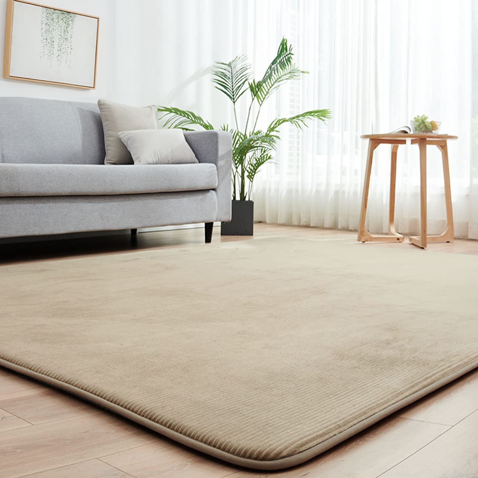 樂天商城 - カーペット ラグ ラグマット 1.5畳 130×185 cm 極厚 30 mm ホット カーペット カバー 洗える 滑り止め付 じゅうたん 床暖房対応カーペット オールシーズン フランネル ダークベージュ aicomri