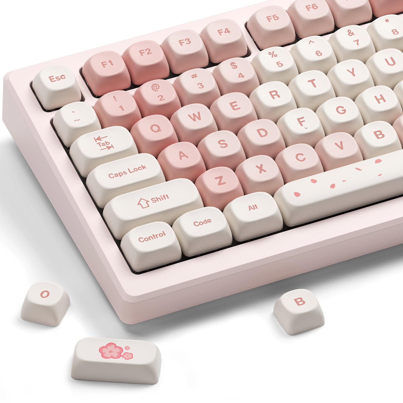 ピンク キーキャップ -XVX サクラ PBT 可愛いキーキャップ、MOA プロファイル 60%/65%/75%/100%対応、染料昇華加工 メカニカルキーボード用 カスタム- 142 セットピンク
