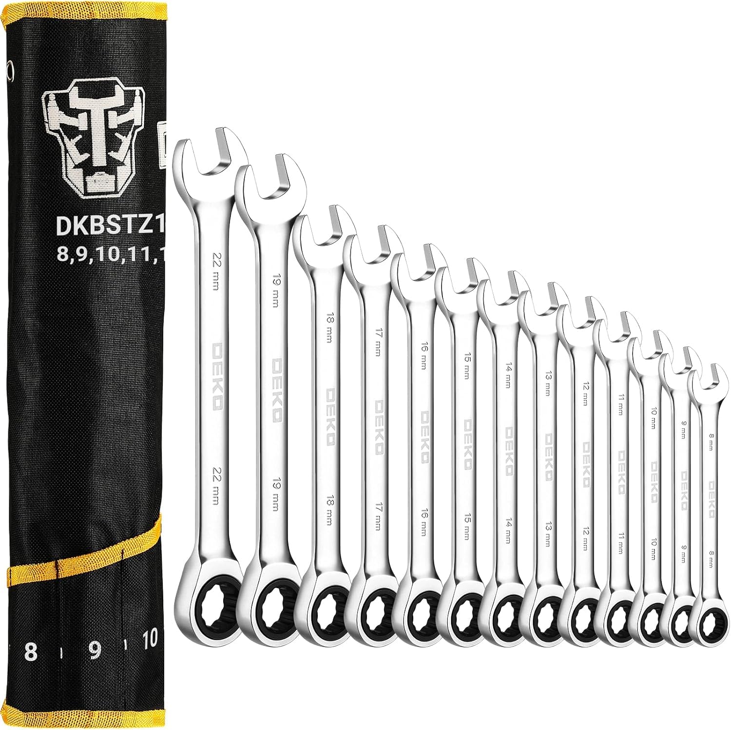 樂天商城 - DEKOPRO 13本組 フレックスラチェットレンチ 8-22mm 首振りラチェット スパナセット コンビネーションレンチセット スパナ レンチ 角度調整可能 72ギア