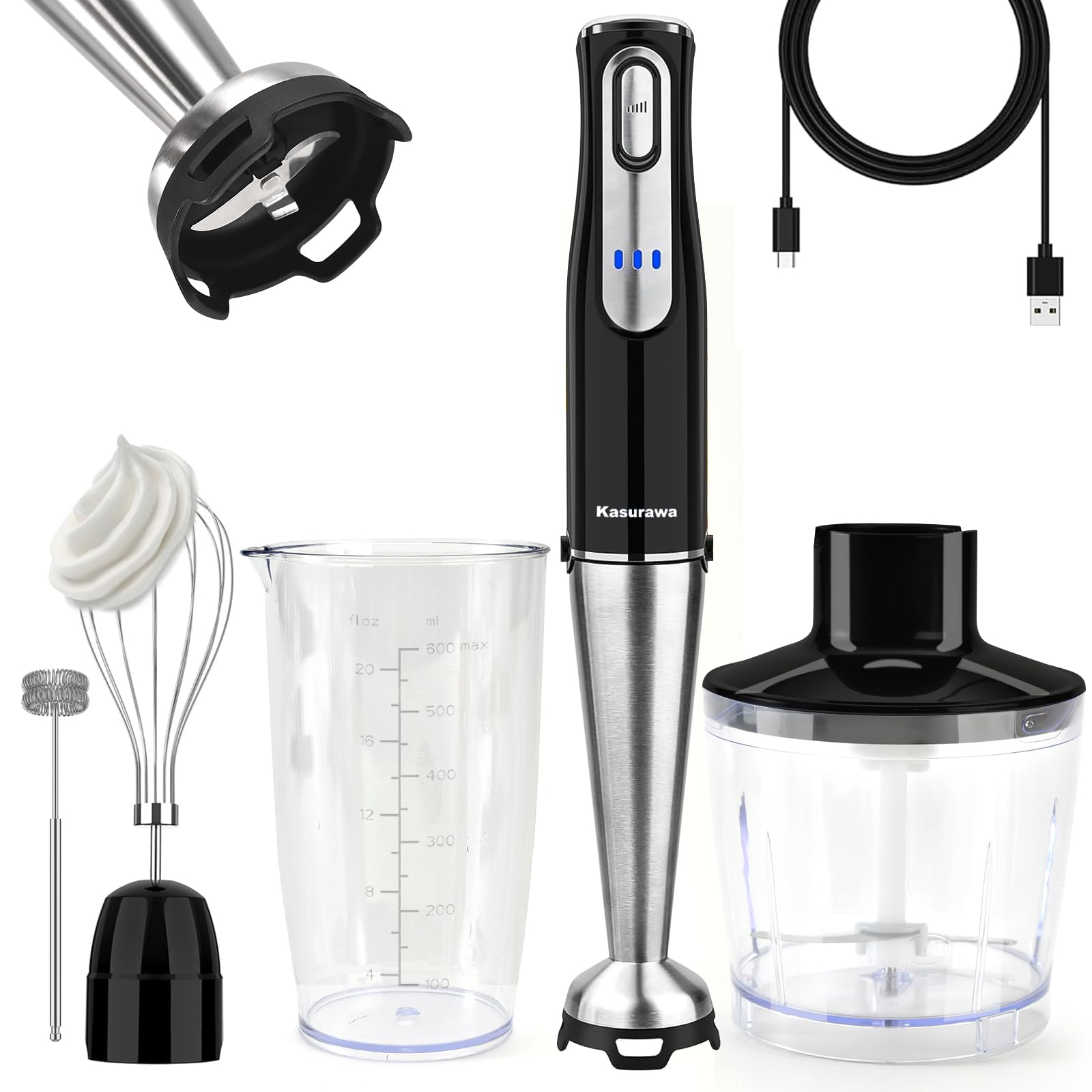 Kasurawa ハンドブレンダー 場所を選ばず使えて便利 コードレスハンドブレンダー 充電式 ブレンダー 無..