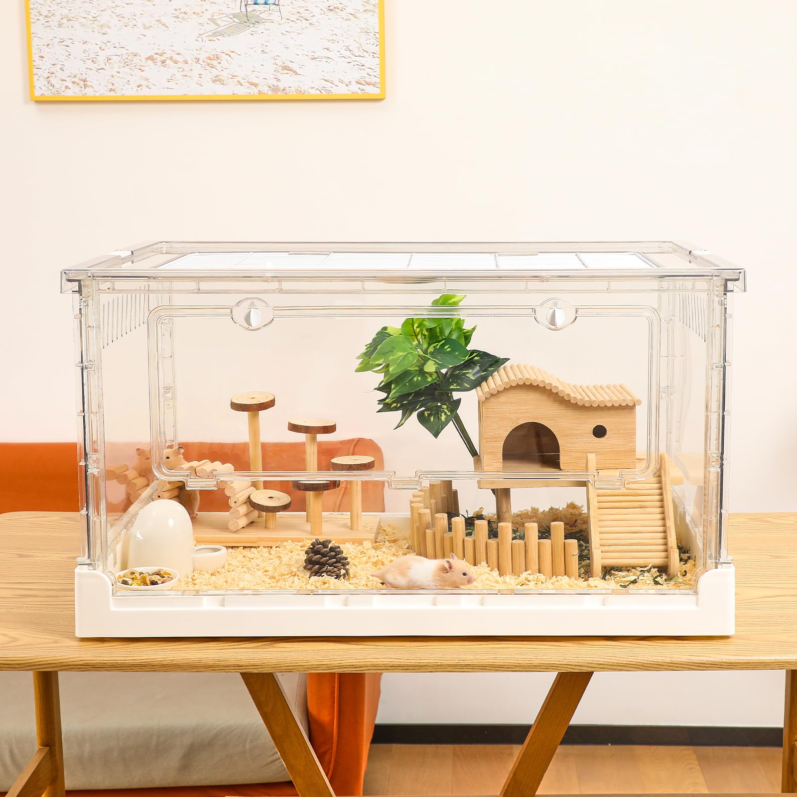 Ruexue ハムスターケージ＆モルモット 小動物ペット用の完全透明でエコフレンドリーな大型アクリルケージ 例えば:ヒゲトカゲ ネズミ ハリネズミ カメレオン イグアナなど，70.5x43.5x39cm (70.5x43.5x39cm)
