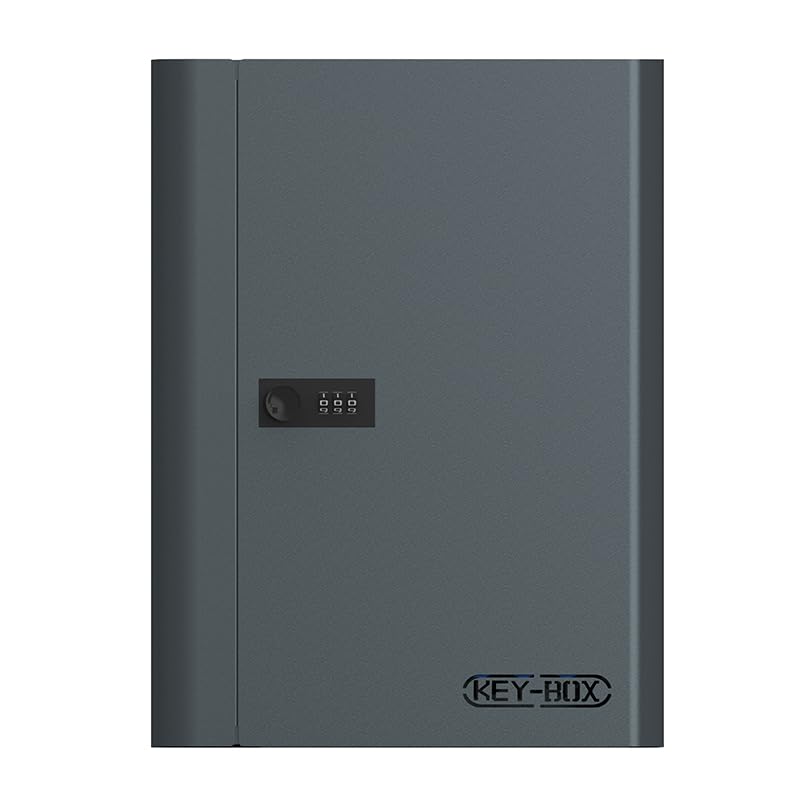 AOVOCO セキュリティキーボックス 壁掛け 暗証番号 ダイヤル式 3桁 keybox 鍵収納 鍵置き 防犯 盗難防止 会社 事務所 業務用 オフィス オフィス 事務所 業務用 車 玄関 別荘 会社 アパート用 48キー ダークグレー