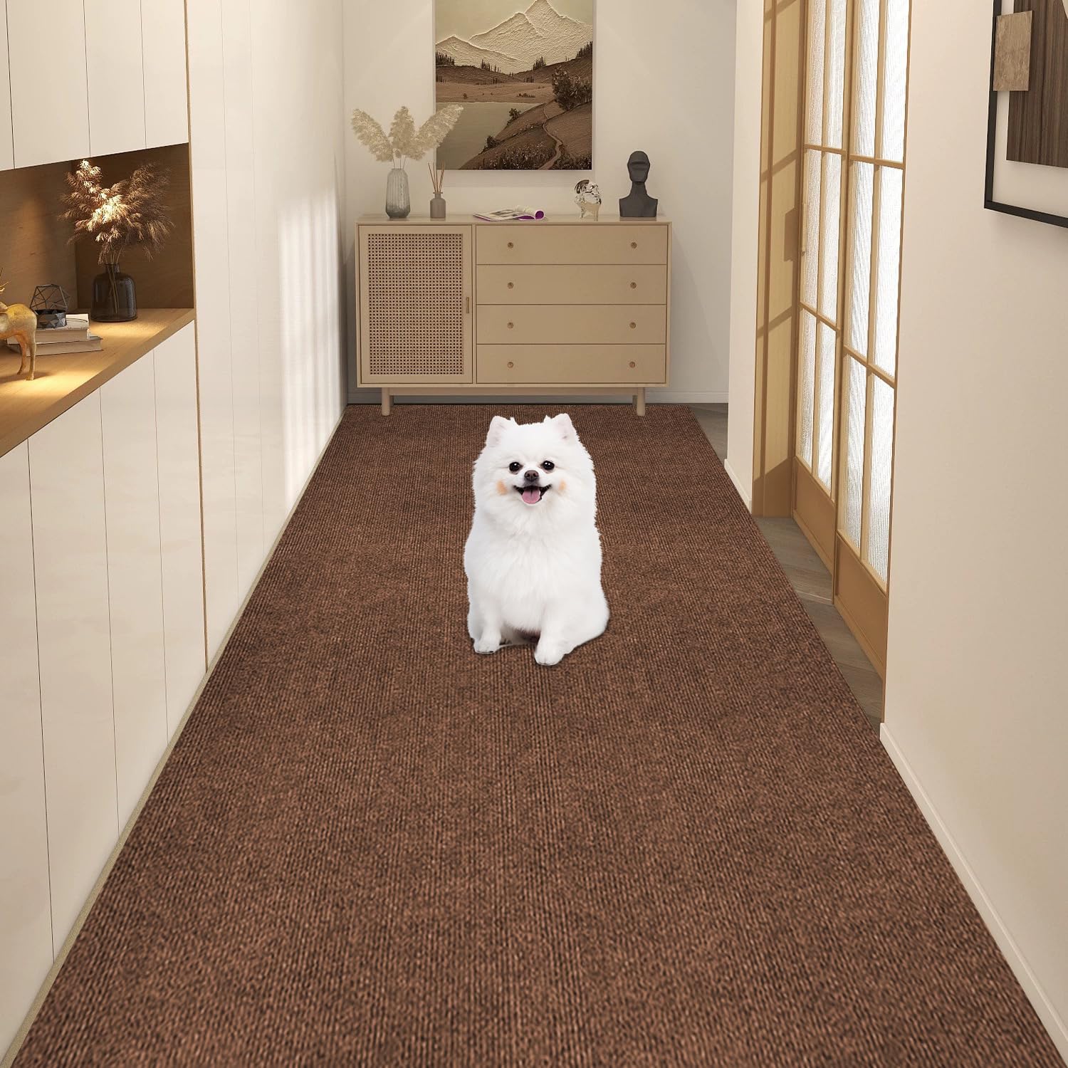 【 限定ブランド】WEIDUOYI廊下カーペット マルチロールカーペット 置くだけで吸着マット 80×600cm 厚さ4 mm ロングカーペット ズレない 洗える 撥水 足腰負担軽減 無地 ロングマット ロールマット 廊下マット キッチンマット 玄関マット