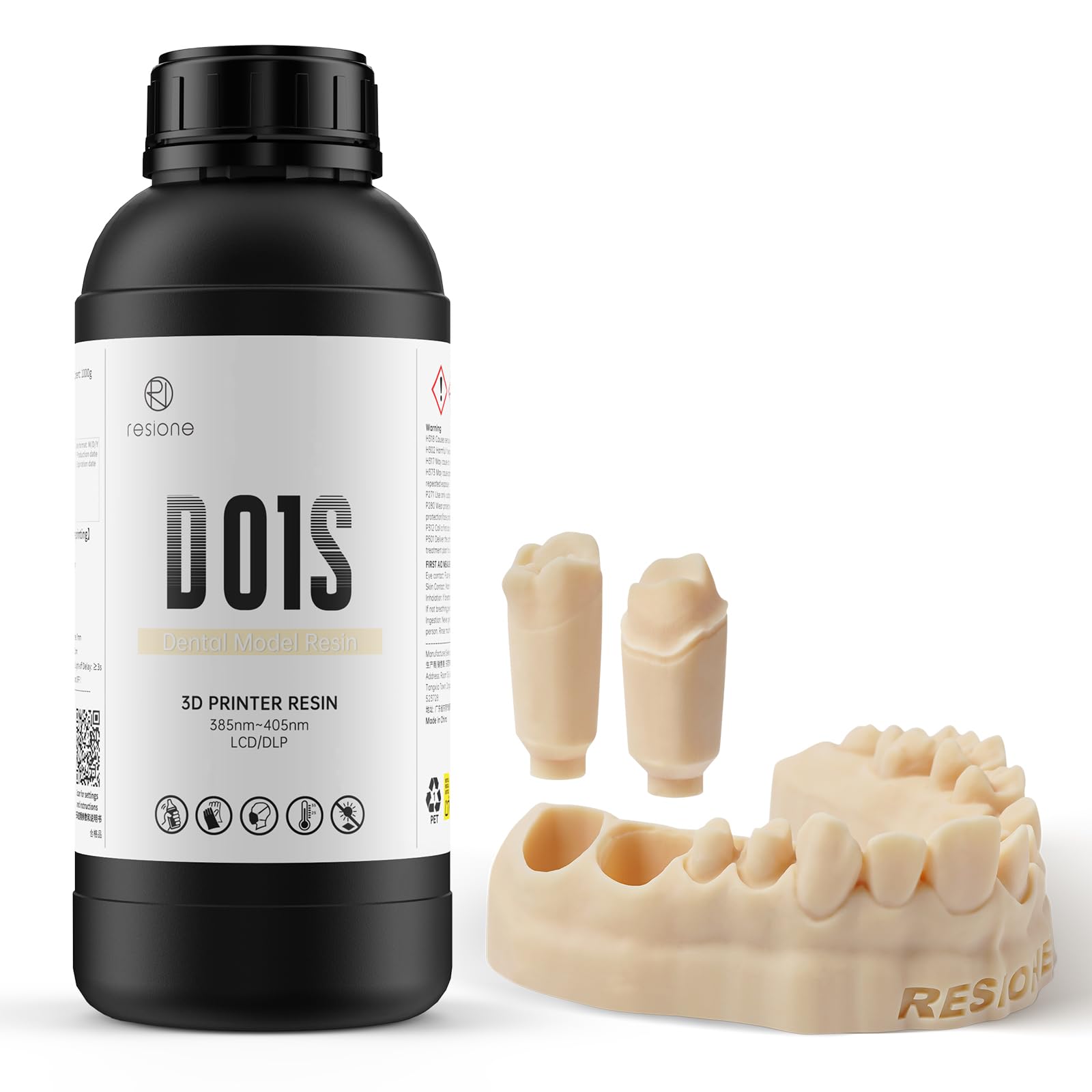 RESIONE 3Dプリンターレジン D01S 修復用歯科用モデルレジン インプラント研究モデル LCD DLP MSLA 3D印刷用の反りのない非常に低い収縮を伴う高寸法精度