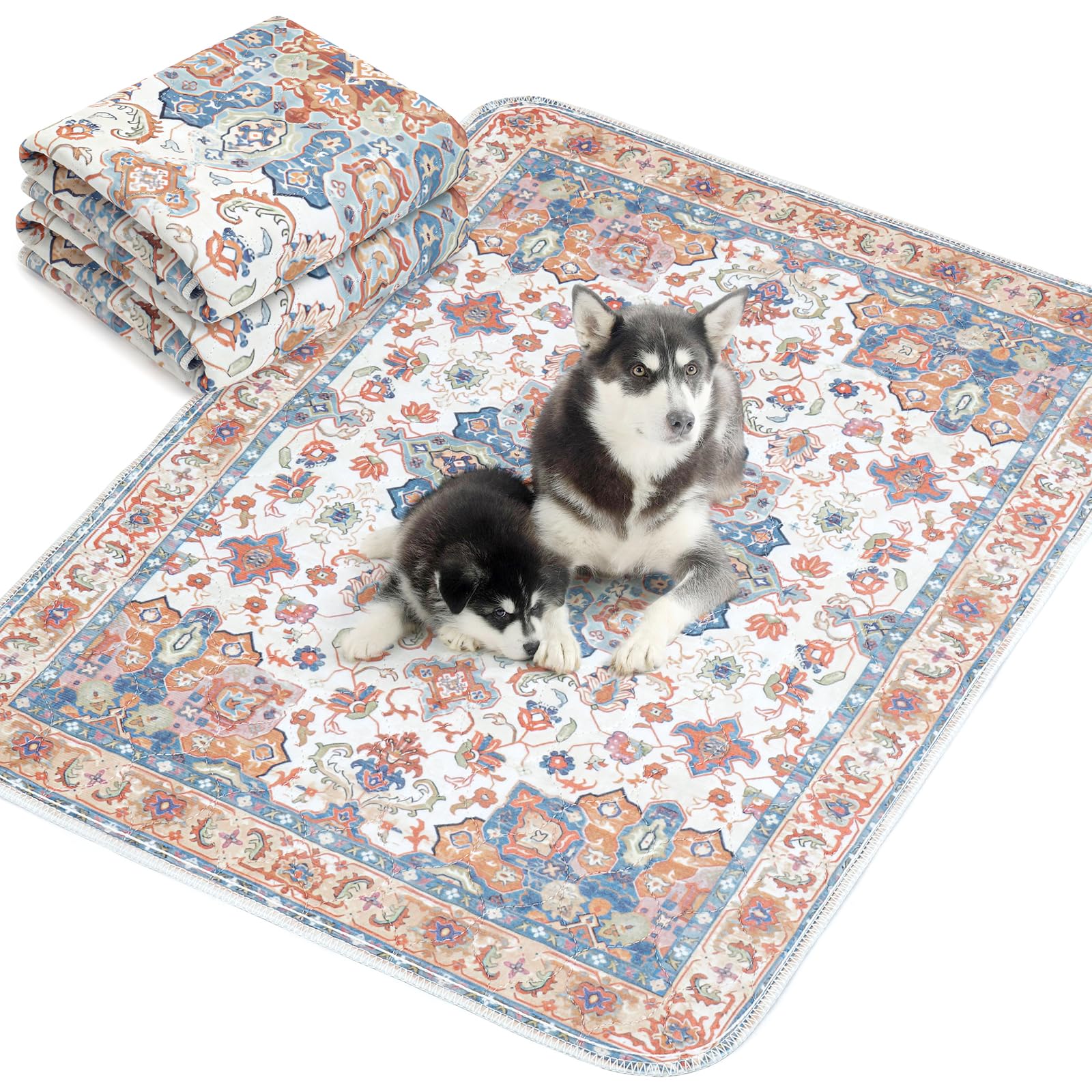 樂天商城 - ULIGOTA洗える ペットシーツ 犬 猫用 洗えるペットマット おしっこマット ペットマット エスニック柄 下敷きマット 洗える 速乾 繰り返し使える（122×152cm ベージュ）
