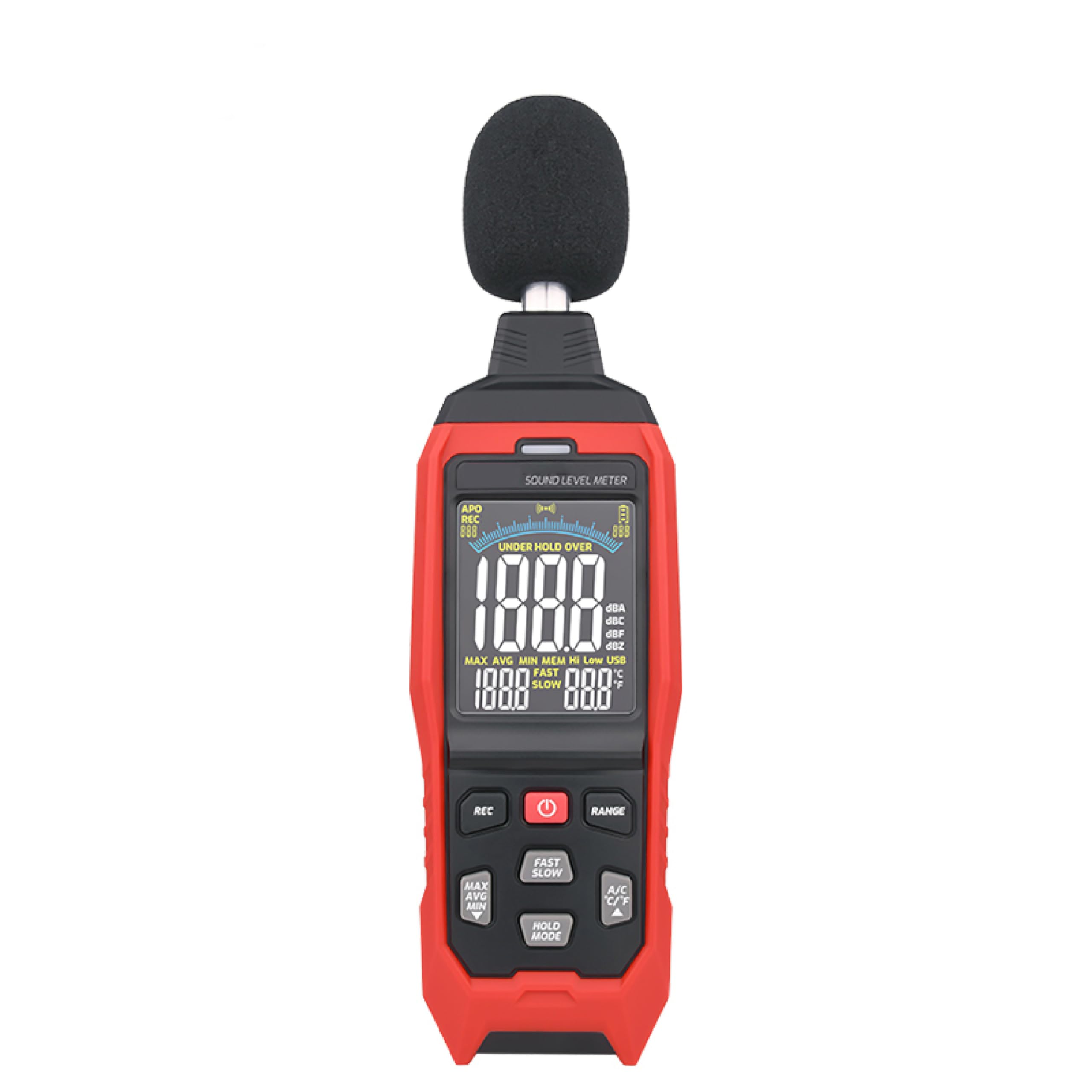 樂天商城 - HFS(R) デジタル騒音計 測定レンジ30dB〜70dB/60dB〜90dB/80dB〜110dB/100dB〜130dB 高精度 LCD表示 特性/A/C切替 音量測定 騒音レベル測定 工場/学校/住宅などに適用