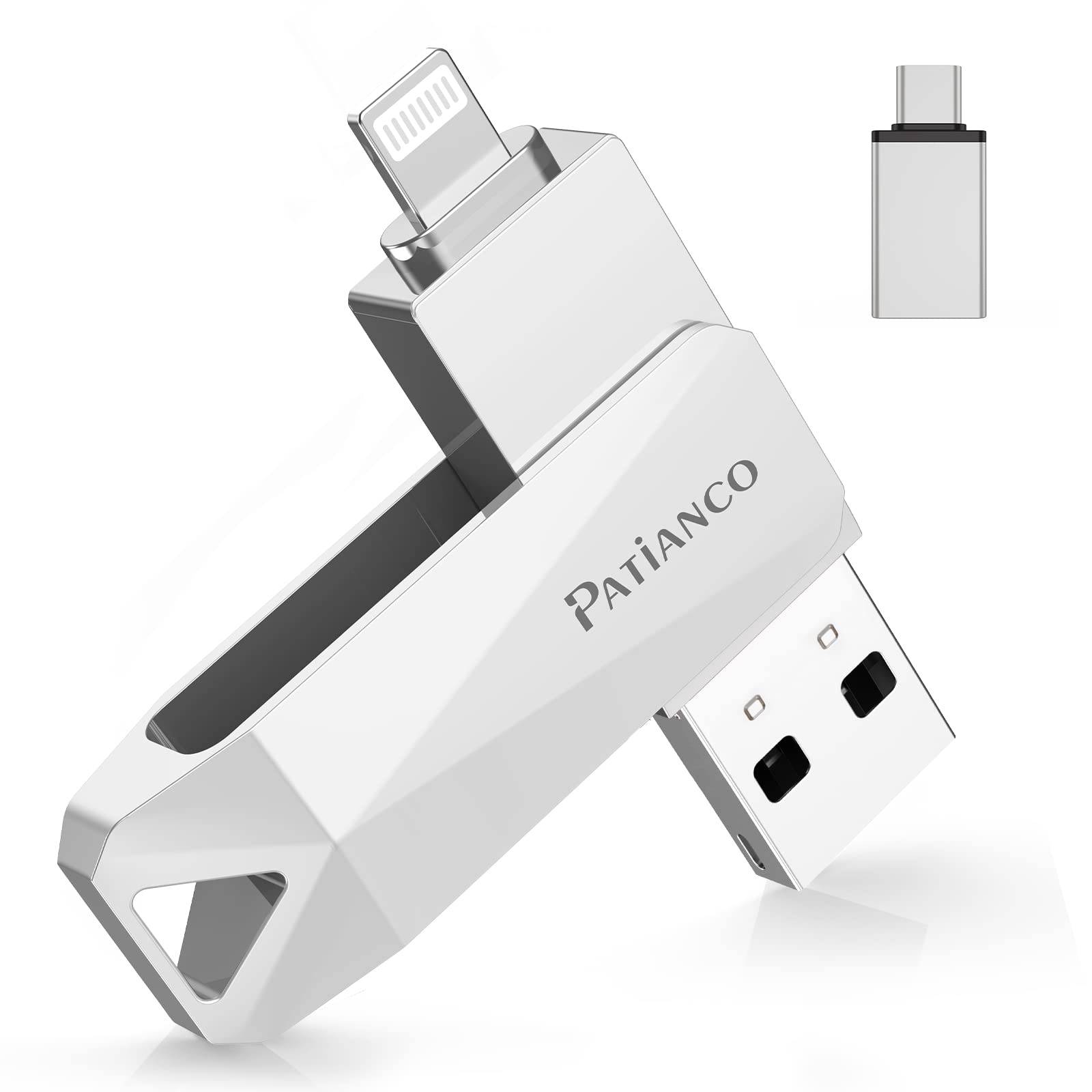 樂天商城 - Patianco【MFi認証品 セキュリティ機能付】iPhone用 USBメモリ 256GB 3in1 データ移行 usb lightning/USB/Type-C搭載 高速 スマホ 写真データ バックアップ 大容量 iPhone/iPad/PC/Andr