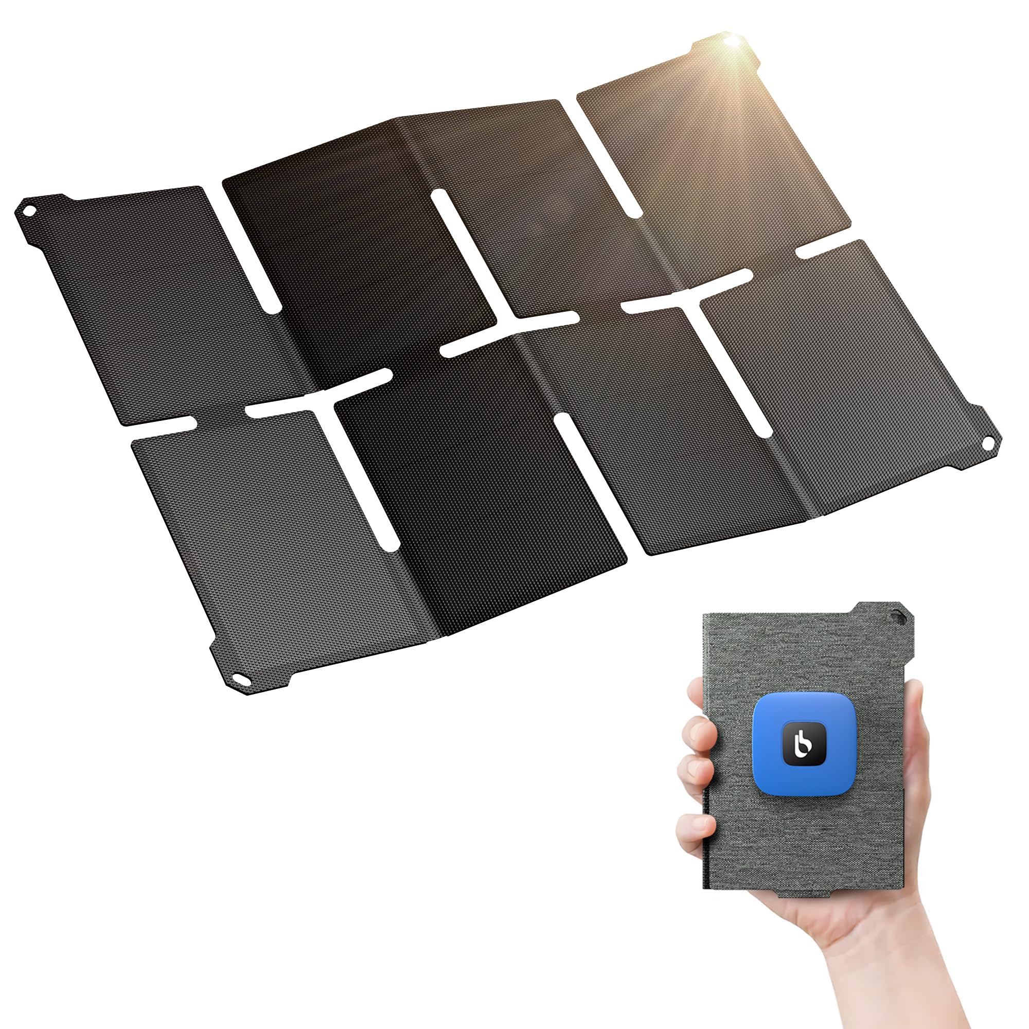 BigBlue ソーラーパネル ソーラー充電器 22W USB-A/Type-Cポート 小型 超軽量 折り畳み式 ソーラーチャージャー コンパクト IP68防水 折りたたみ式 携帯充電器 単結晶 25.4％高変換効率 軽量 防災グッズ 停電対策 アウトドア