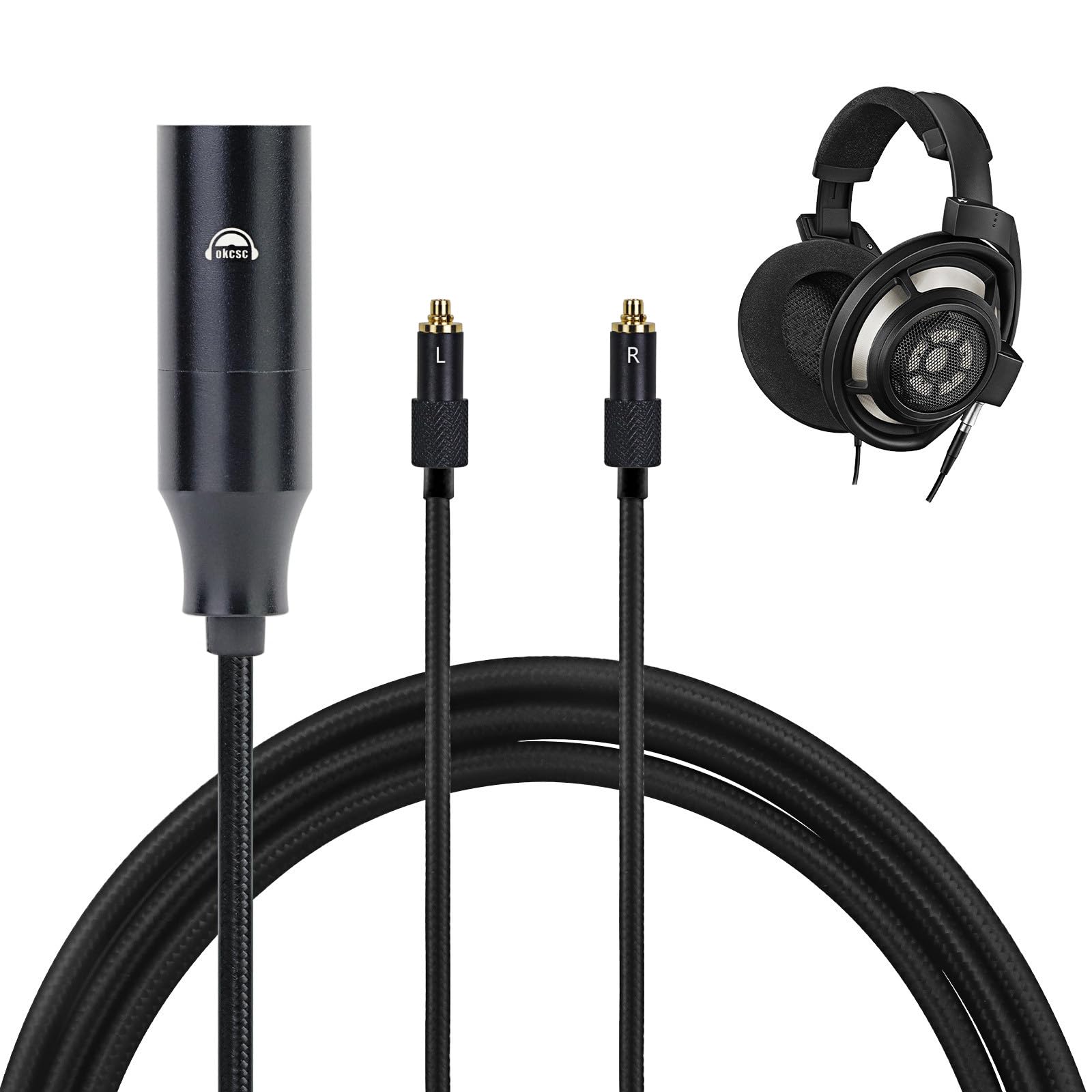 樂天商城 - okcsc TC1840 ヘッドホンケーブル SRH1840 交換ケーブル 4pin XLR 高純度OFC 銀メッキ 4芯 ナイロン編み SRH1440・SRH1540・SRH1840に適合 長さ2・