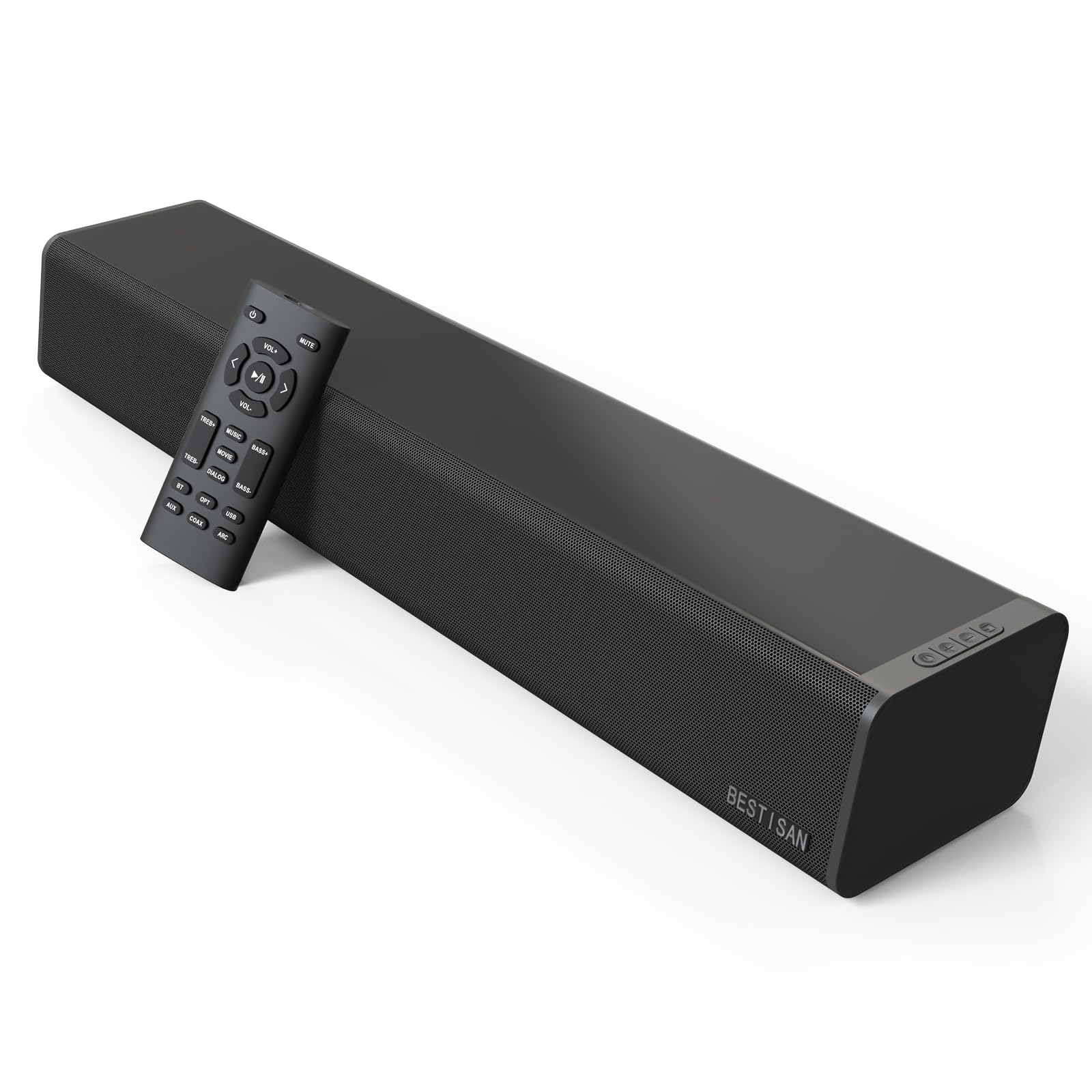 BESTISAN サウンドバーSoundbar Bluetooth対応スピーカー 2.0ch 40cmコンパクトサウンドバー テレビ用バー型スピーカー 最大50W出力 リモコン/AUXケーブル/光デジタルケーブル付属 ARC/SUB OUT/オプティカル/