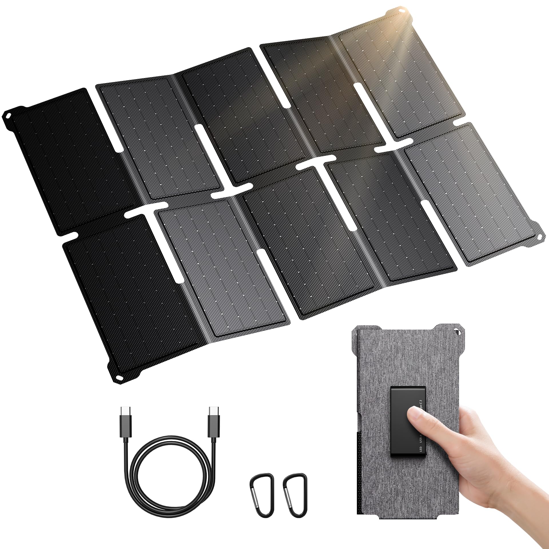 BigBlue ソーラーパネル 太陽光パネル ソーラー充電器 35W PD25W快速充電 USB-A/Type-C 3ポート 折り畳み式 携帯便利 小型 チャージャー コンパクト IP68防水 折りたたみ式 携帯充電器 単結晶 25.4％高変換効率 軽量