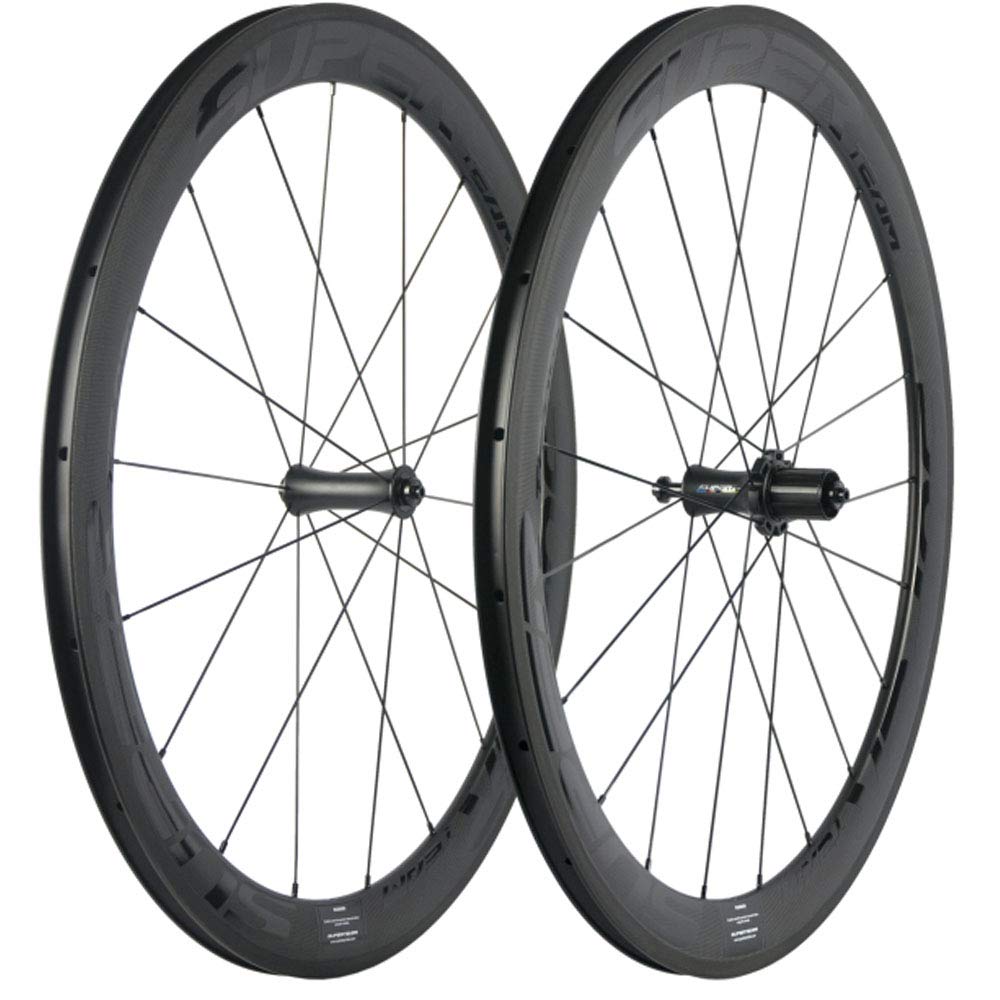 SUPERTEAM 700C 50mm ロードバイク ーホイールセット 23mm クリンチャホイール R7 ハブ (ブラック)