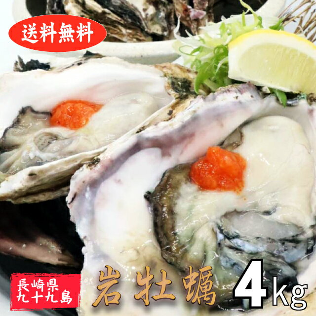 岩牡蠣 殻付き牡蠣 産地直送 長崎県 九十九島産 4kg 生食用 送料無料 旬 活 かき 生ガキ 松かき