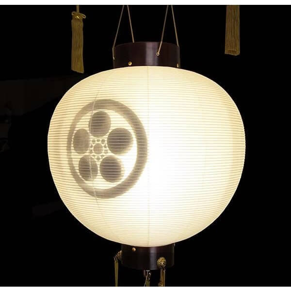 盆提灯 御殿丸 絹張 尺五丸 桜 二重無地 LEDコードレス 家紋無料 八女提灯 お迎提...