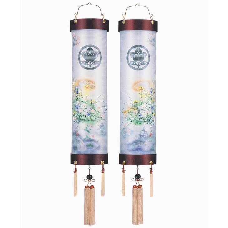 盆提灯 住吉提灯 絹張 桜 8番 優美 左右対柄 家紋無料 1対 八女提灯 初盆 御供 高...
