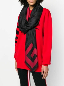 ジバンシィ スカーフ レディース【Givenchy long logo scarf】Black ,Red