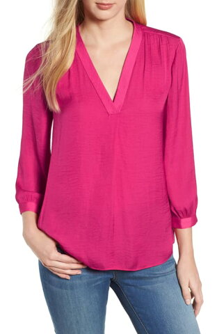 ヴィンスカミュート トップス レディース【VINCE CAMUTO Rumple Fabric Blouse】Pink Flame