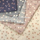 ▼☆レシピあります☆Milky Nuance『cherry』(ミルキーニュアンス*チェリー)≪オックスプリント≫※110cm幅 コットン100%|サクランボ さくらんぼ 生地 布 ハンドメイド 入園入学 ラテカラー ニュアンスカラー|