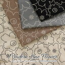 ▼Modern Line Flower(モダンラインフラワー)≪コットンリネンキャンバス≫※106cm幅 コットン85%・リネン15%