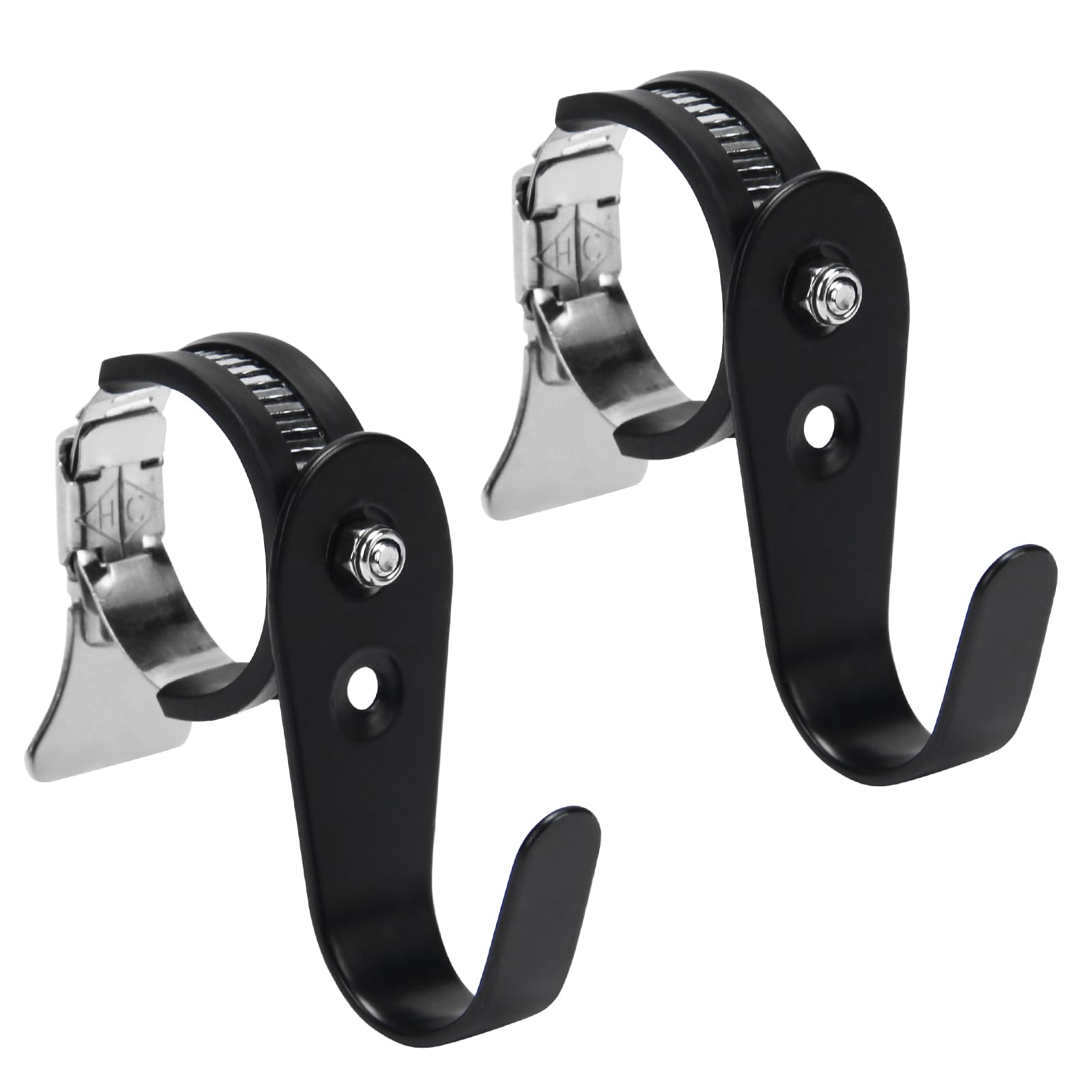 乐天商城 - チューブロッド用フック、ステンレス製アジャスタブルJフック、内径21～38mm/18～32mm（0.83～1.5インチ/0.71～1.26インチ）の調整可能ロッド用、バスルーム・ワードローブ用パイプハンガー、大型Uフック（2個セット）