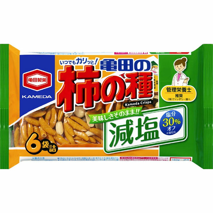亀田製菓 減塩亀田の柿の種6袋詰 182g
