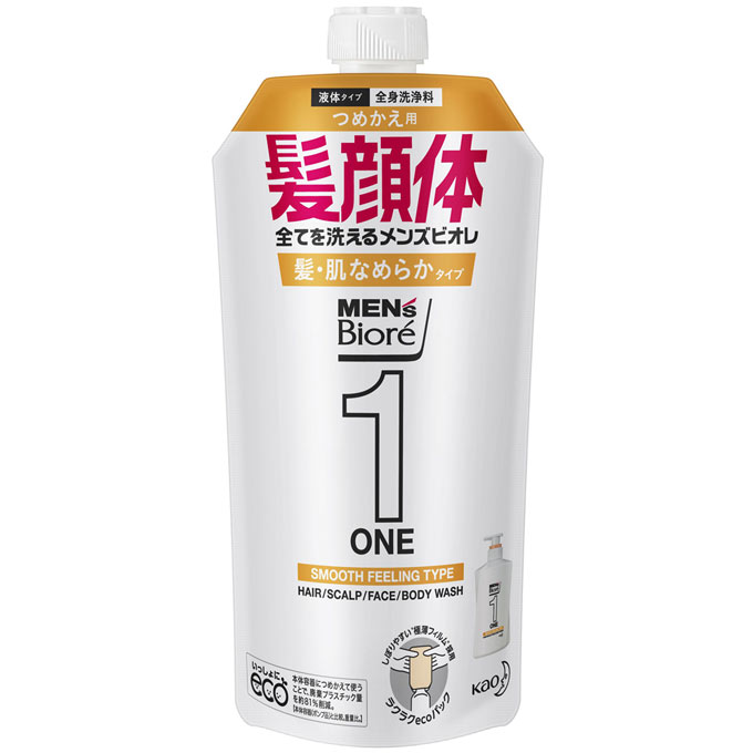 花王 メンズビオレONE オールインワン 髪・肌なめらかタイプ 詰替 340mL