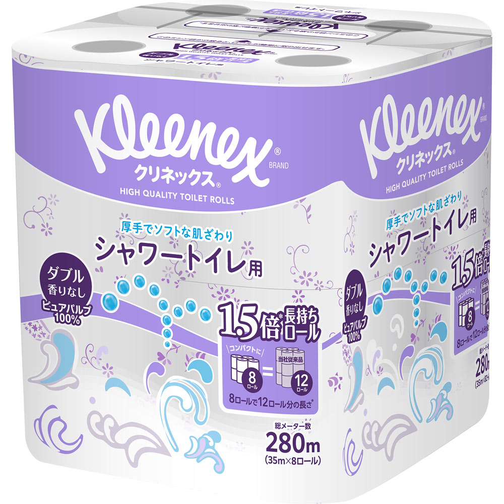 日本製紙クレシア クリネックストイレットペーパー長持ち8ロール シャワートイレ用 35m