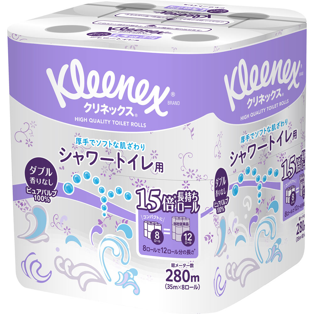 日本製紙クレシア クリネックストイレットペーパー長持ち8ロール シャワートイレ用 35mのサムネイル