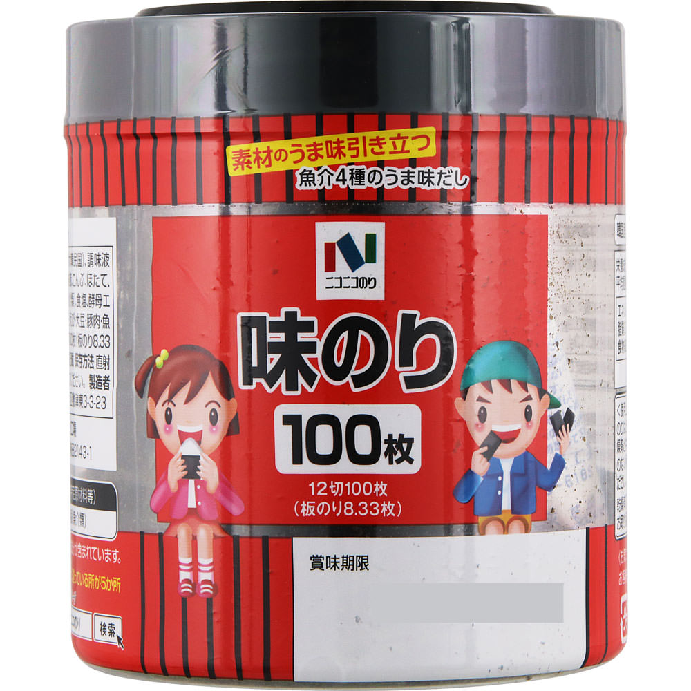 ※写真はイメージです。実際にお届けする商品とパッケージなどが異なる場合がございます。商品の特徴韓国産原料を使用し、日本国内で加工製造いたしました。味付は化学調味料無添加で仕上げました。原料・成分等【原材料】乾のり（大韓民国）、調味液〔砂糖、しょう油、魚介エキス（かつお節、こんぶ、ほたて、えび）、たん白酵素分解物、魚醤（魚介類）、食塩、酵母エキス〕／香辛料抽出物、（一部に小麦・えび・大豆、豚肉、魚醤（魚介類）を含む）用法及び用量【注意点】●原材料の香辛料抽出物には、辛味成分が含まれています。●直射日光、高温、多湿をさけて、保存してください。●のりはとても湿りやすいので、開封後は乾燥剤と共にキャップをしっかり閉めて、湿気のない所に保存し、お早くお召し上がりください。●乾燥剤は食べられませんので、お取扱いに注意してください。保存方法・消費期限パッケージに記載製造国日本お問合せ先（製造販売元）ニコニコのり株式会社〒556−0012　大阪府大阪市浪速区敷津東3−3−2306−6647−2525 広告文責・販売業者株式会社マツモトキヨシ／お問い合わせ先：0120-845-533