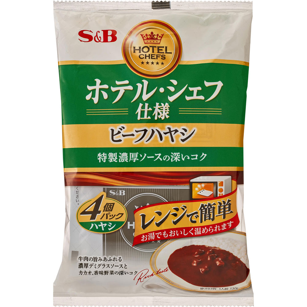 ヱスビー食品 ホテル・シェフ仕様 ビーフハヤシ4個パック 520g 1