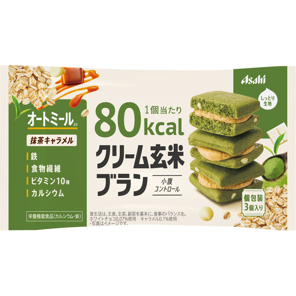 アサヒグループ食品株式会社 クリーム玄米ブラン80kcal抹茶キャラメル 54g