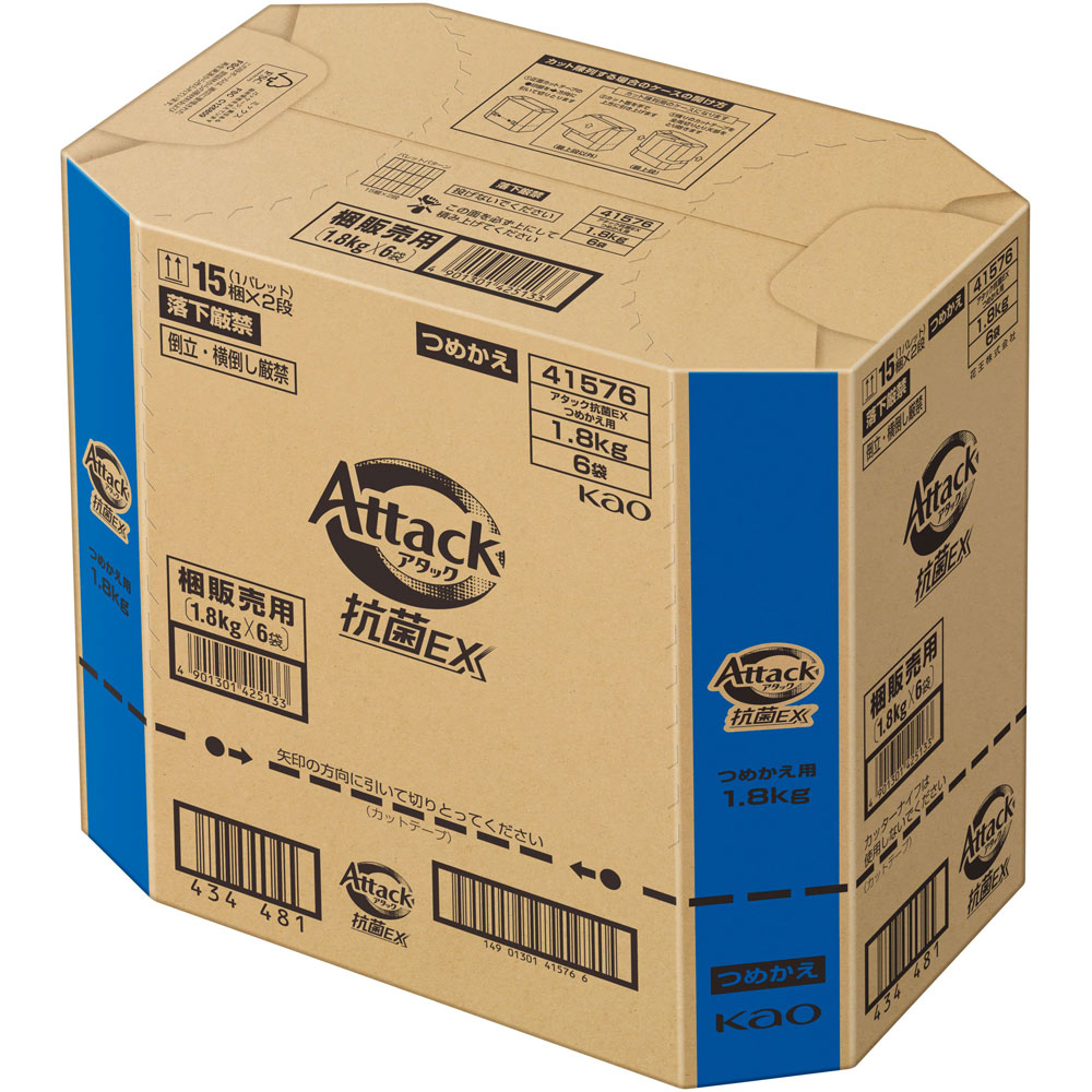 花王 アタック抗菌EX つめかえ用 1800g6袋入梱販売用 10．8KGのサムネイル