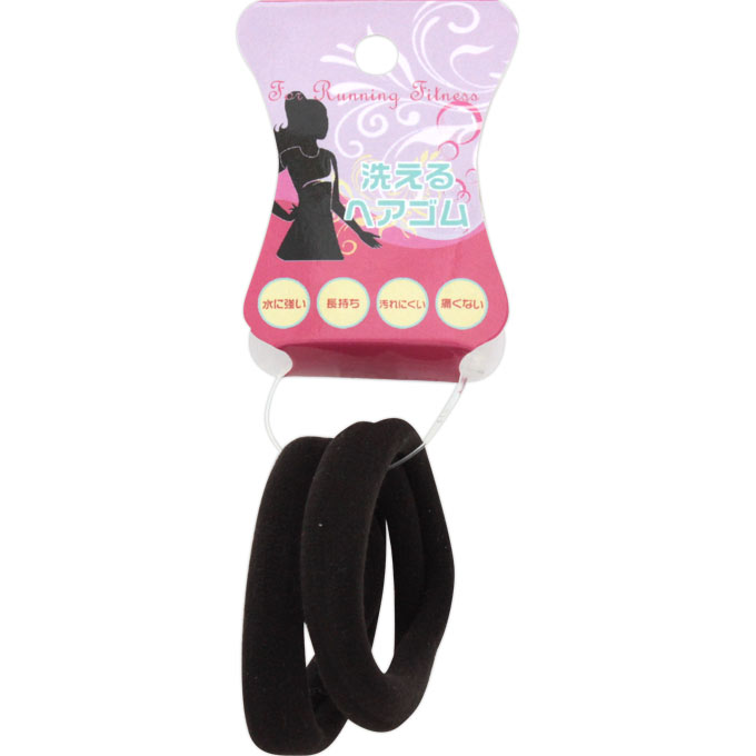 ヒーロー 洗えるヘアゴム L 茶 J536