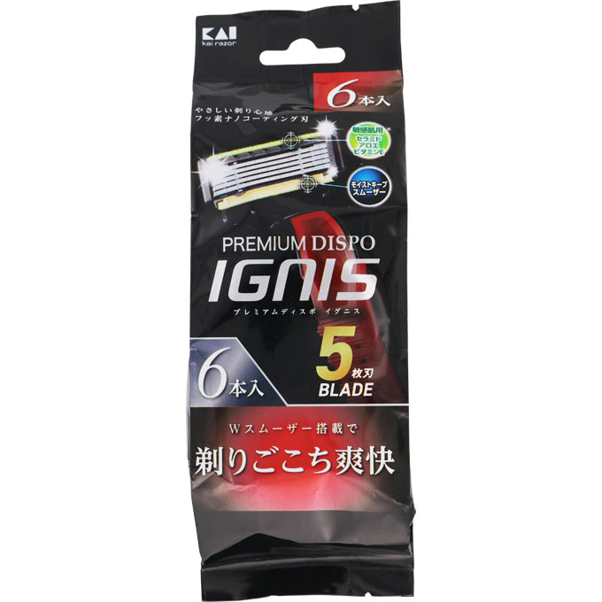 貝印カミソリ PREMIUM DISPO IGNIS 6本入