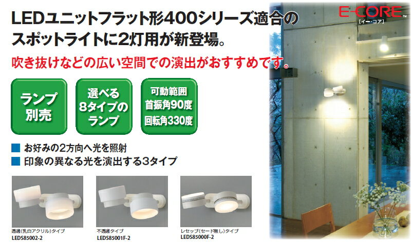 LEDユニットフラット形400シリーズ　2灯用スポットライト■レセップタイプ　 LEDS85002-2