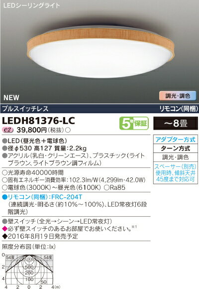 最新品!! 調光調色　LEDシーリングライト Moderno◆10畳用◆LEDH84376-LC
